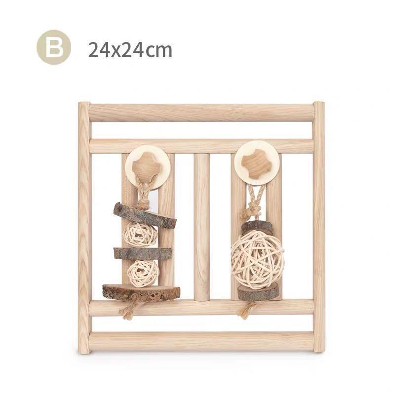 Wooden Wall with Hanging Toy
